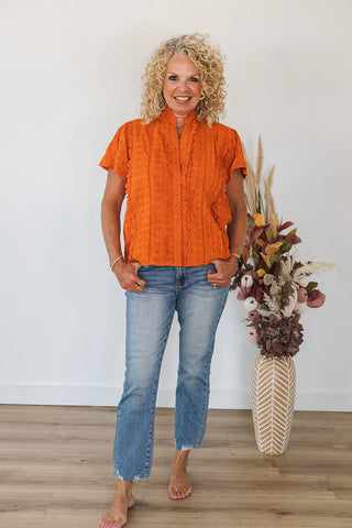 Lilly Orange Eyelet Top