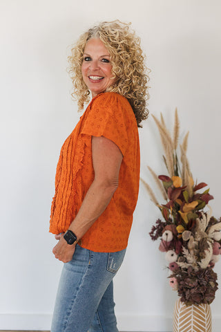 Lilly Orange Eyelet Top