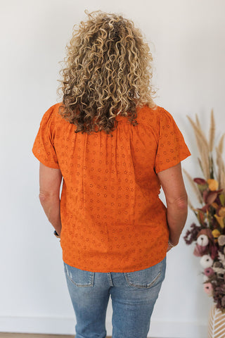 Lilly Orange Eyelet Top