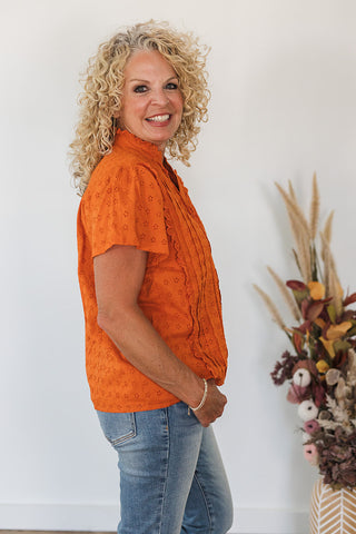 Lilly Orange Eyelet Top