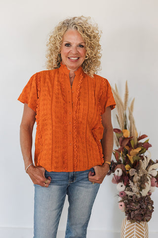 Lilly Orange Eyelet Top