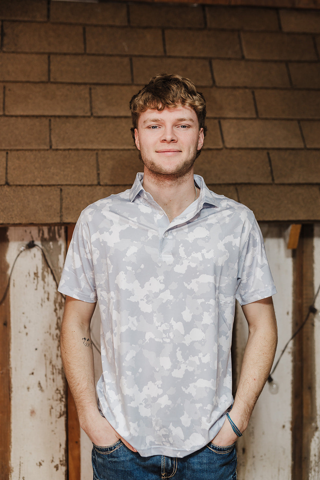 White Camo Polo | Horn Legend