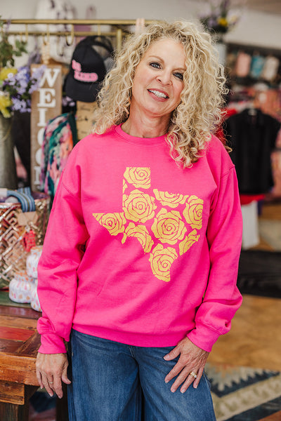 Yellow Rose of Texas - Hot Pink Sweatshirt