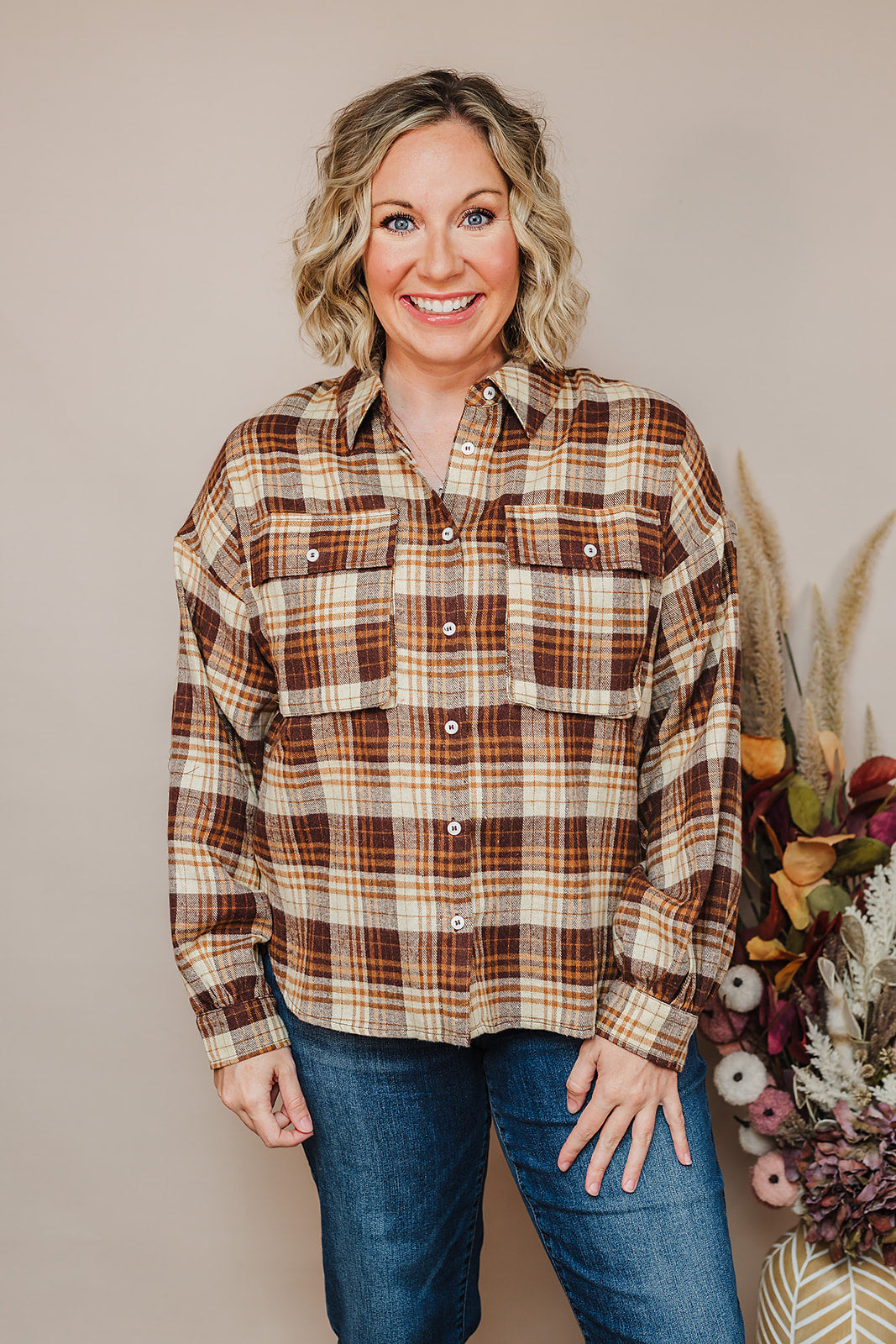 Give Thanks Plaid Top