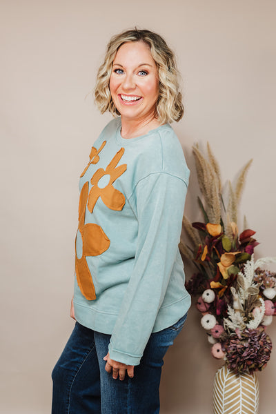 Flower Patch Sweatshirt - Sage