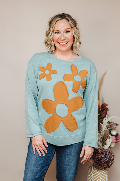 Flower Patch Sweatshirt - Sage