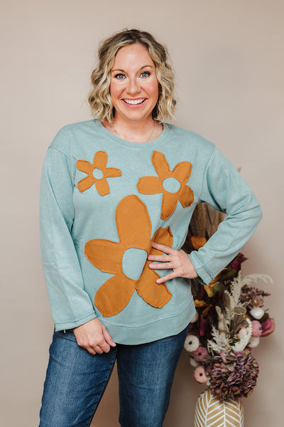 Flower Patch Sweatshirt - Sage