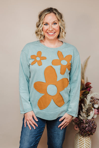 Flower Patch Sweatshirt - Sage