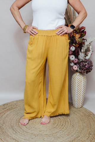 Wide Leg Linen Pant - Honey