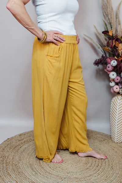 Wide Leg Linen Pant - Honey