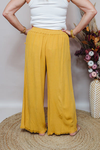 Wide Leg Linen Pant - Honey