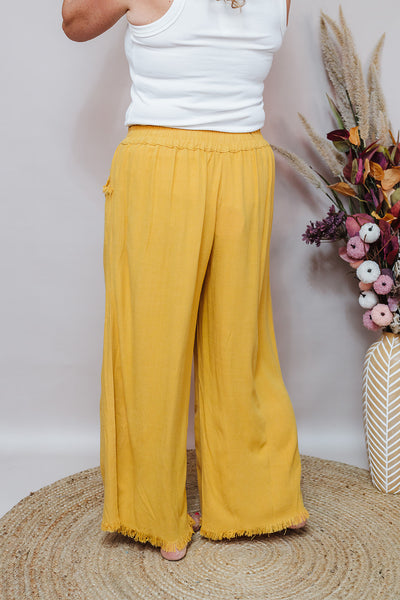 Wide Leg Linen Pant - Honey