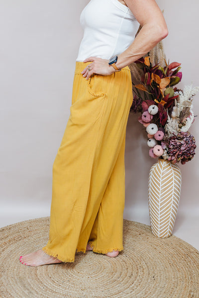 Wide Leg Linen Pant - Honey