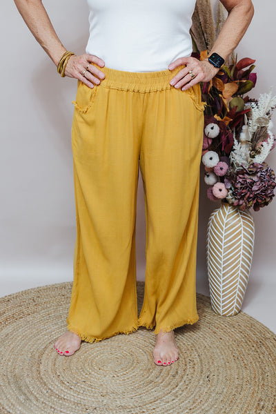 Wide Leg Linen Pant - Honey