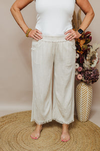 Wide Leg Linen Pant - Oatmeal