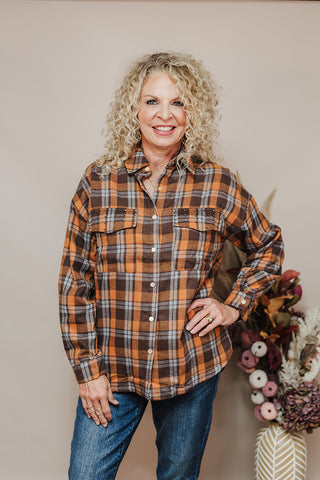 Perfect Plaid Top - Mocha