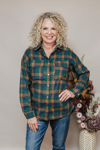 Perfect Plaid Top - Heather Green