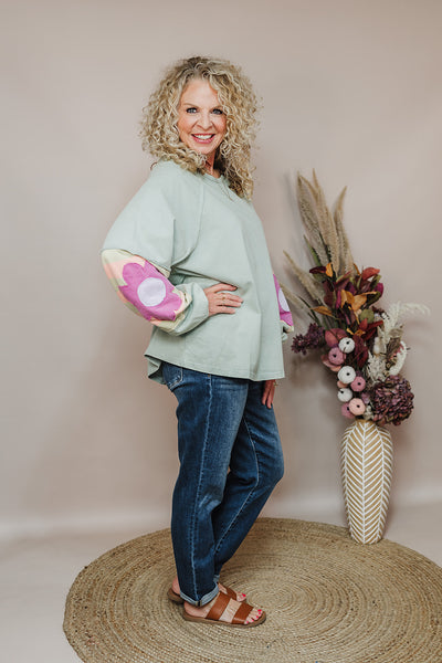 Fall Floral Top - Sage