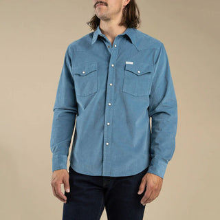The Wyatt Pearl Snap Long Sleeve Corduroy Shirt - Sky Blue