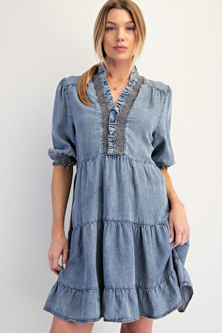 Rita Ruffle Denim Dress
