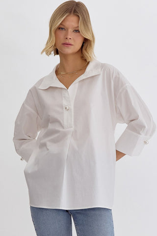 Solid With A Sleeve Top - White
