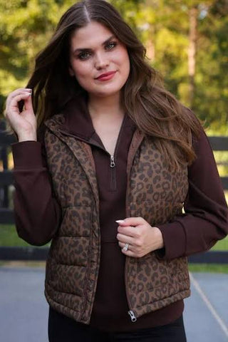 Delilah Puffer Vest - Coco Leopard