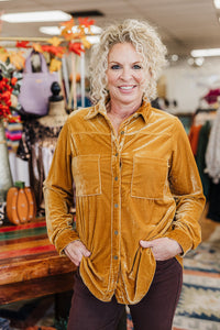 Viola Velvet Top - Mustard