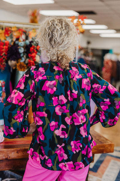 Heather Green Floral Top