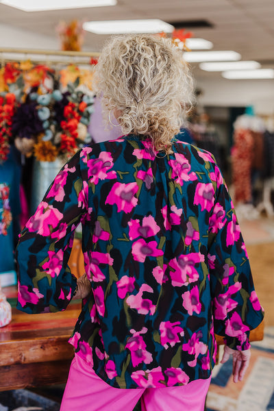 Heather Green Floral Top