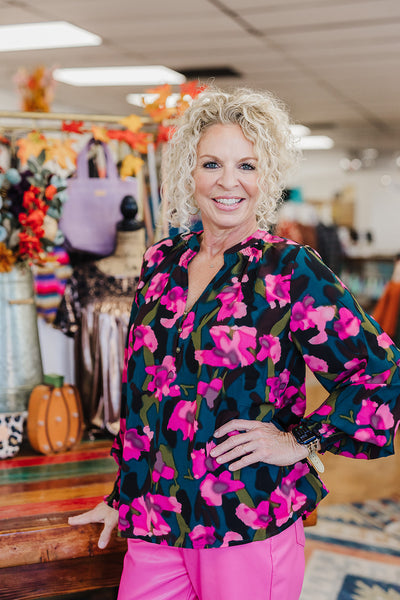 Heather Green Floral Top