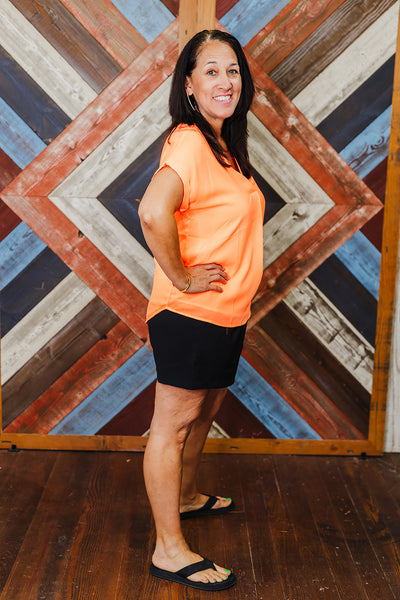 Whitney Woven Top - Neon Orange