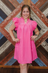 Rae Ruffle Dress - Hot Pink