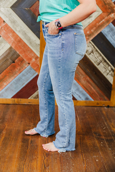 Double Button Judy Blue Bootcut Jeans