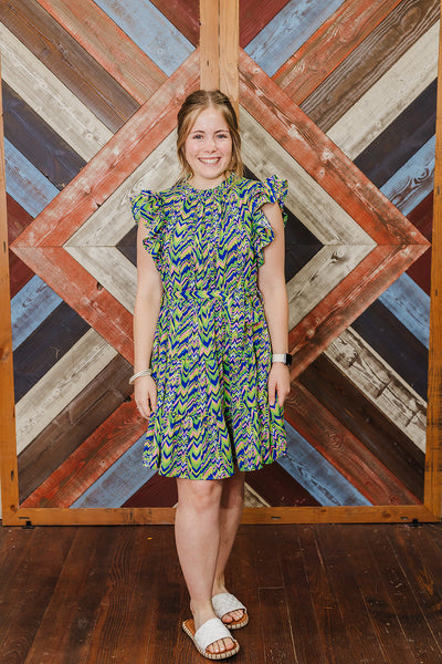 Zig Zag Dress - Green