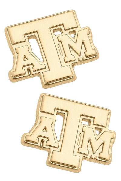 Texas A&M 24K Gold Plated Stud Earrings