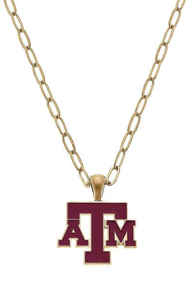 Texas A&M Aggie Enamel Pendant Necklace