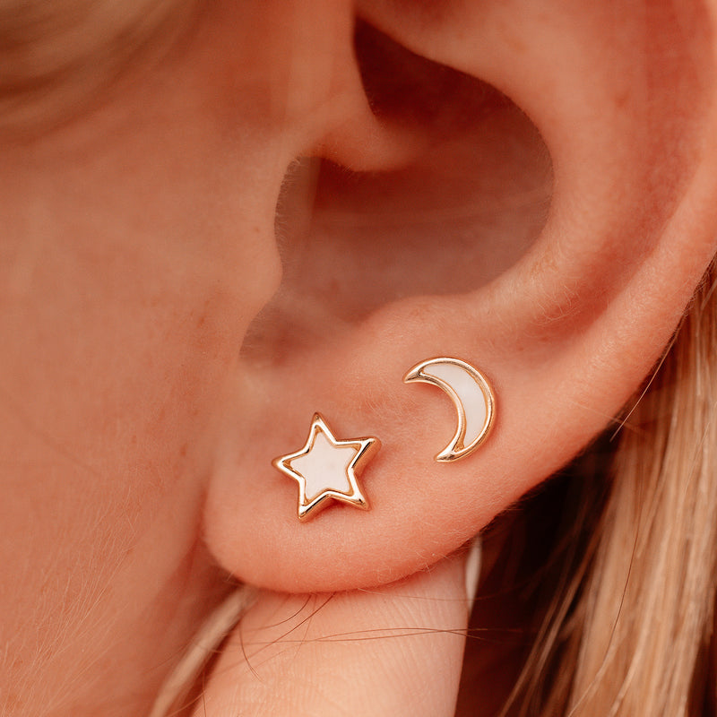 Pura Vida Moon Star Studs Gold
