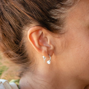 Pearlized Star Bead Hoop Earrings