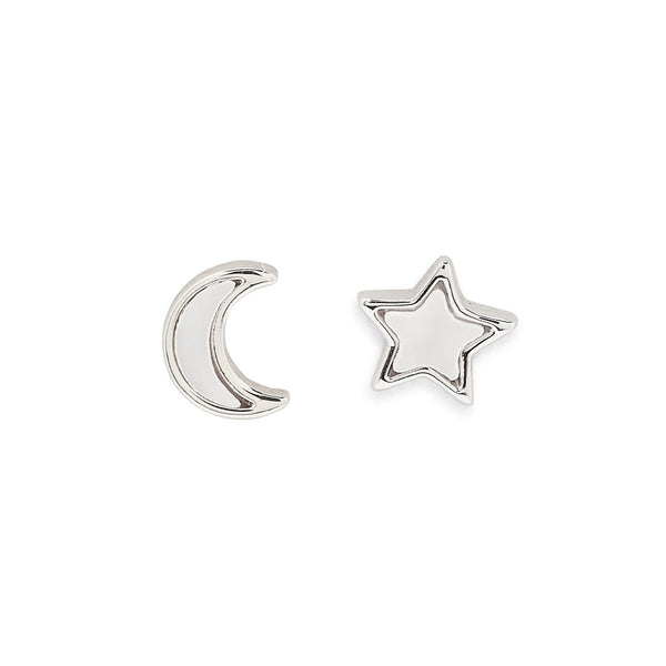 Moon & Star Studs (Silver) | Pura Vida