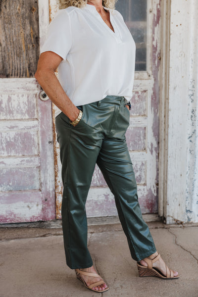 Olive Faux Leather Pants