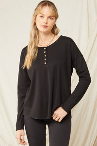 Henley Top - Black