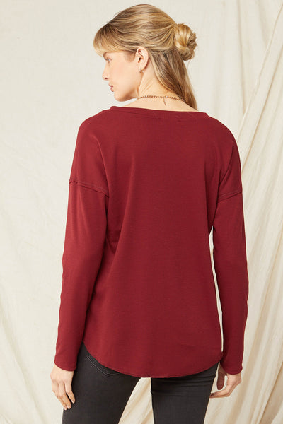 Henley Top - Burgundy