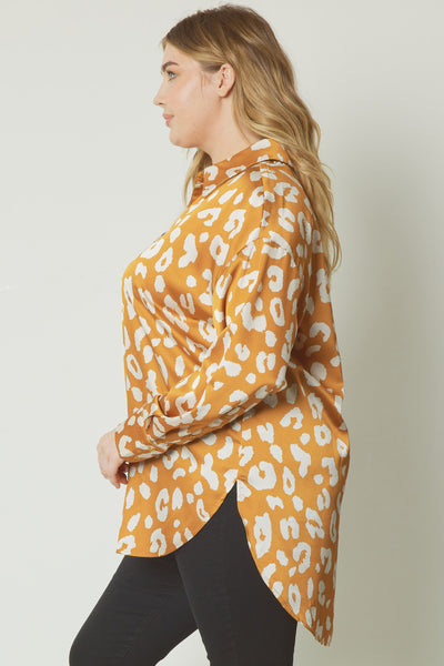 Cheetah Satin Top - Gold