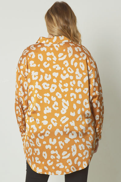 Cheetah Satin Top - Gold