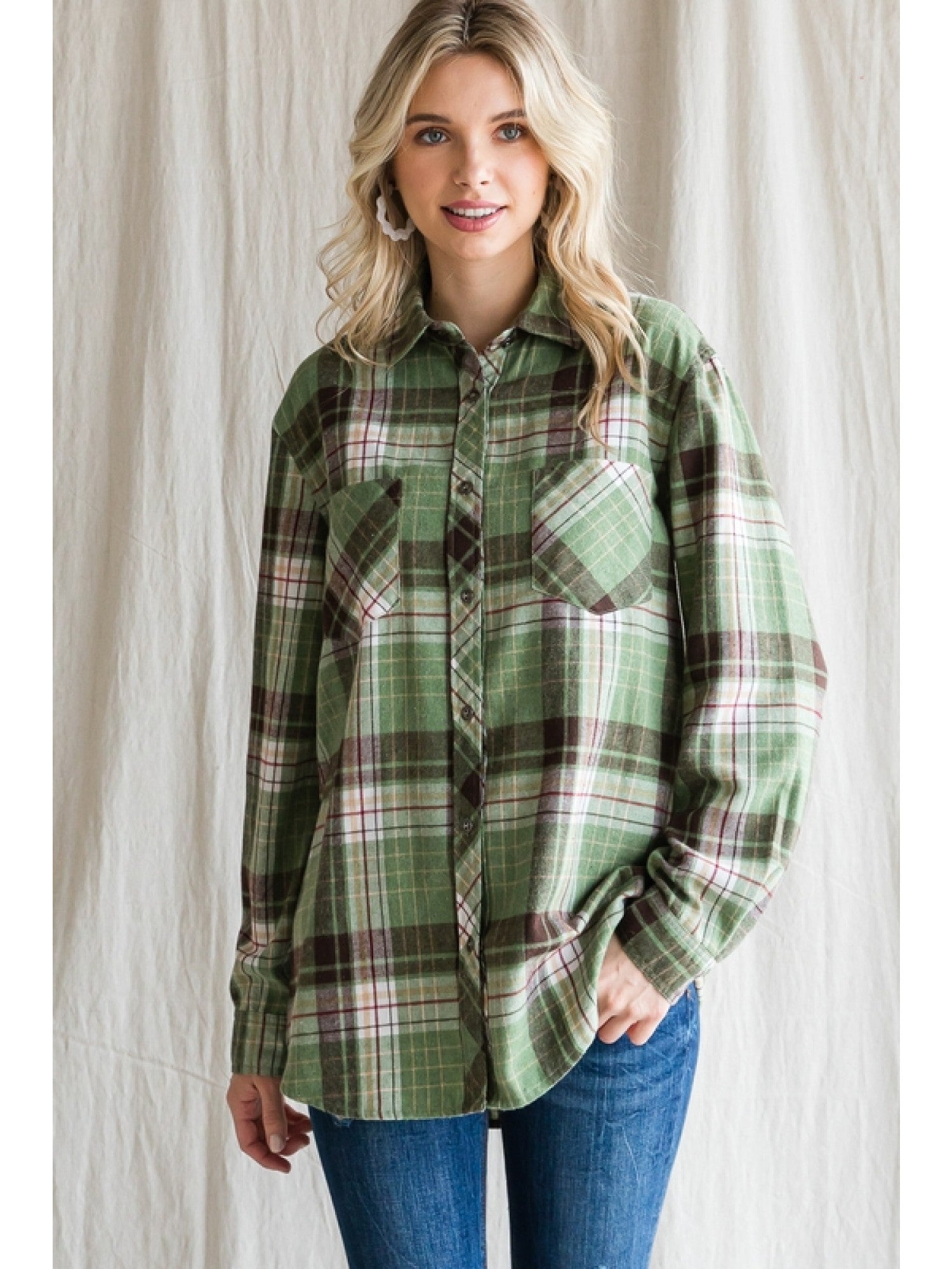 Olive Plaid Flannel