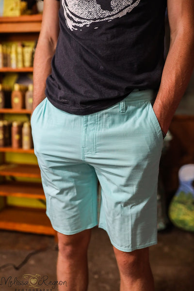 Locked Slub Hybrid Shorts - Turquoise 20"